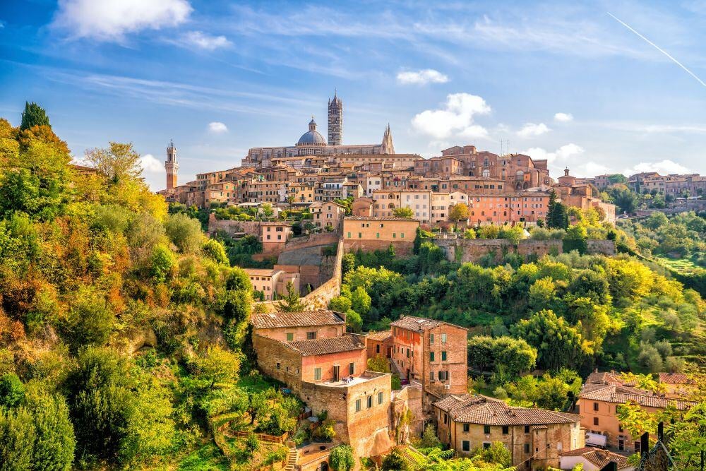 landscape photo of Italian town on a hill