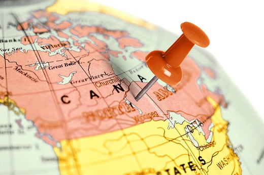 canada map with pin