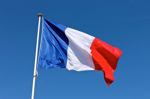 french flag blowing in the breeze