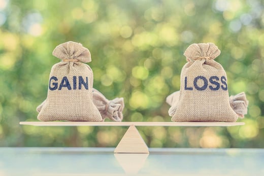 gains and loss sacks on a scale