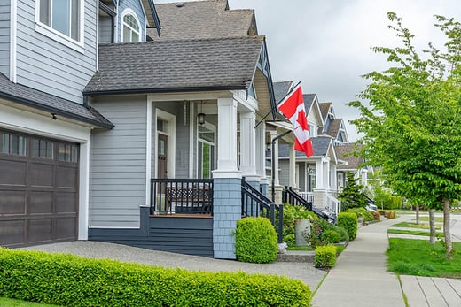 house in canada with canadian flag