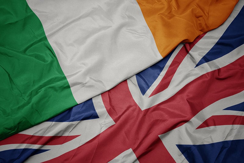 ireland and uk flags next to each other