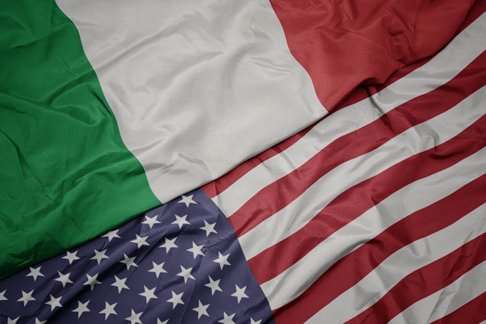 italy and american flags