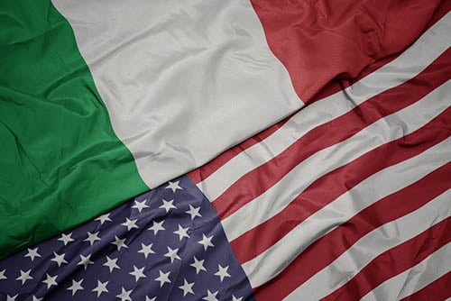 italy and american flags