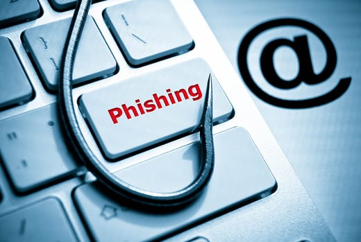 phishing key on keyboard with fish hook