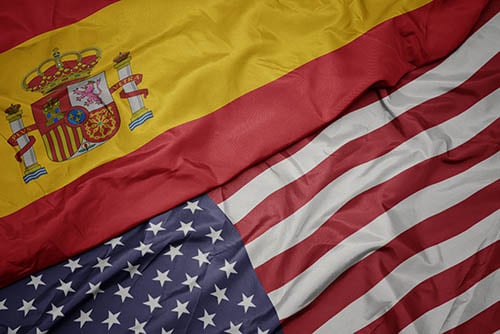 spanish and american flags