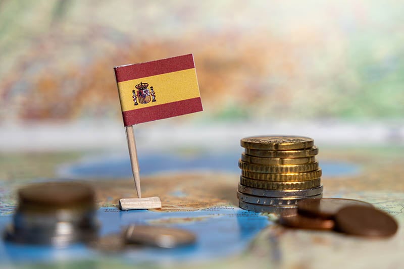 spain flag and money