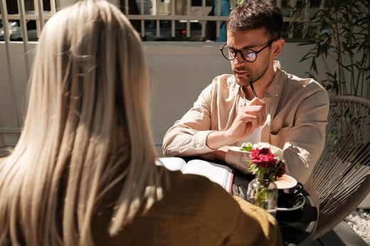 thoughtful person having coffee
